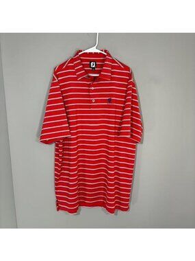 FootJoy Polo Shirt Mens XL Red Stripe Ko Olina Golf Performance Stretch Top